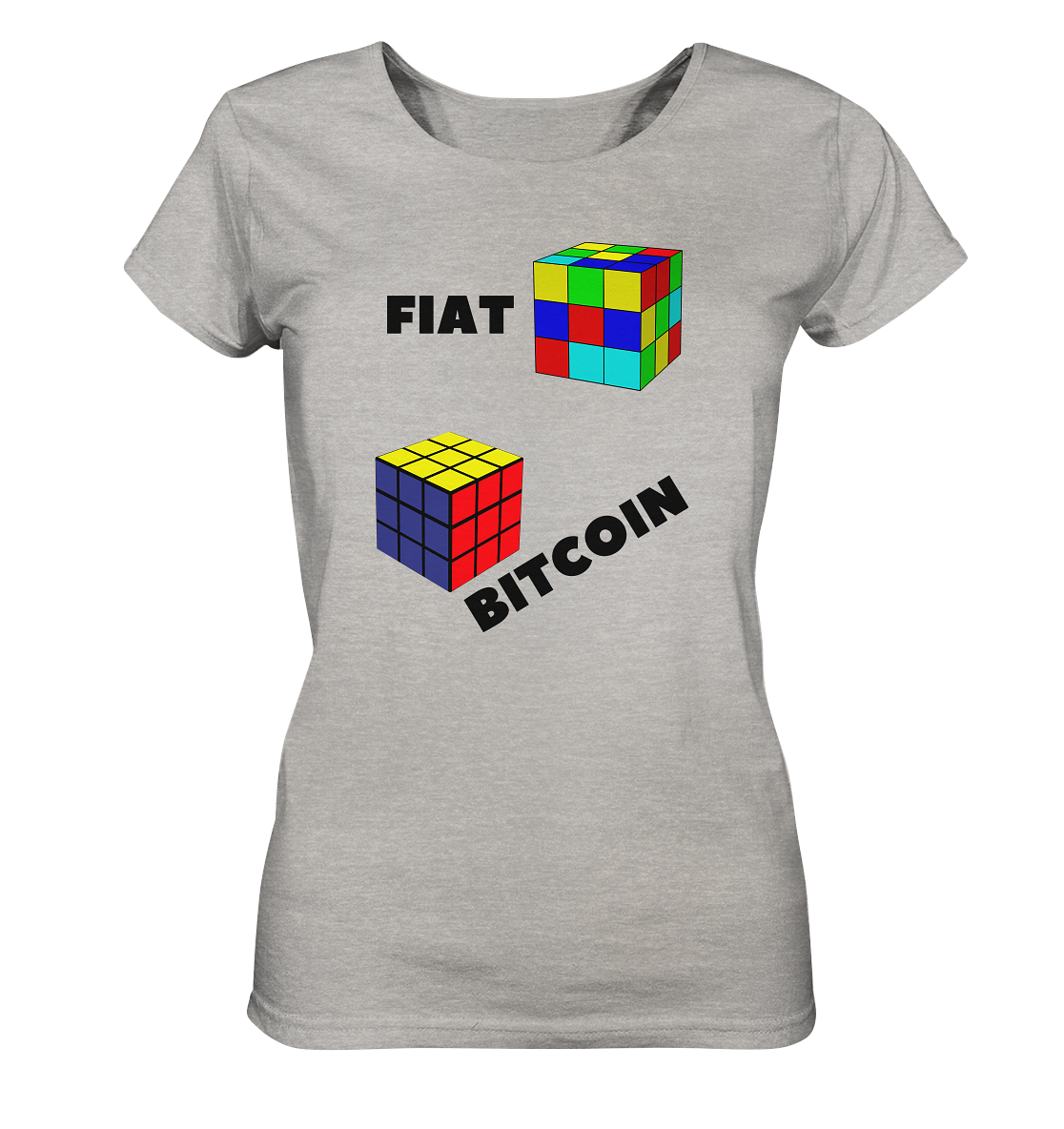 FIAT Cube Bitcoin Cube (Ladies Collection 21% Rabatt bis zum Halving 2024)   - Ladies Organic Shirt (meliert)