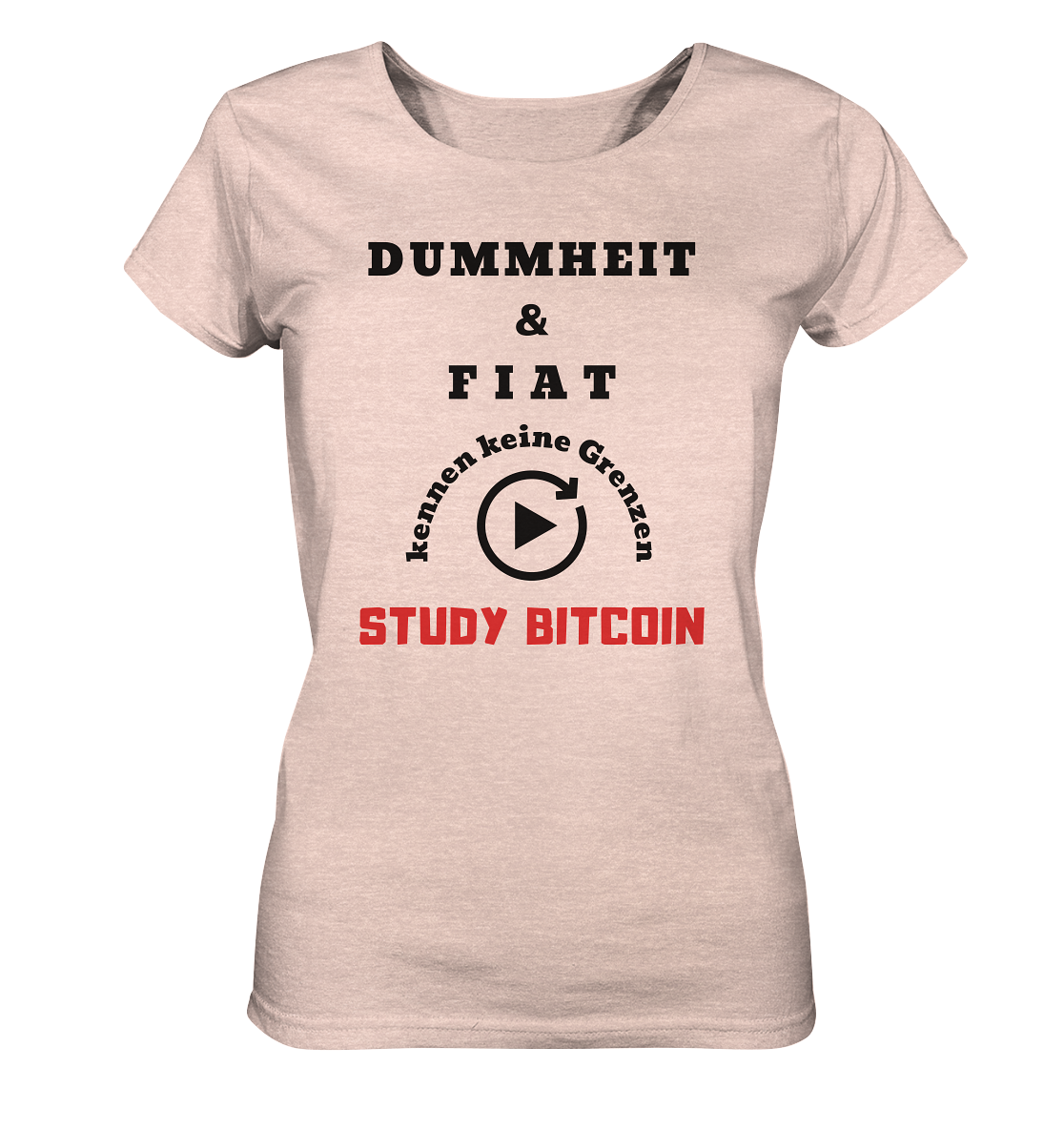DUMMHEIT UND FIAT KENNEN KEINE GRENZEN - STUDY BITCOIN (ROT) # ENDLOS-PLAYBUTTON - Ladies Collection 21% Rabatt bis zum Halving 2024 - Ladies Organic Shirt (meliert)
