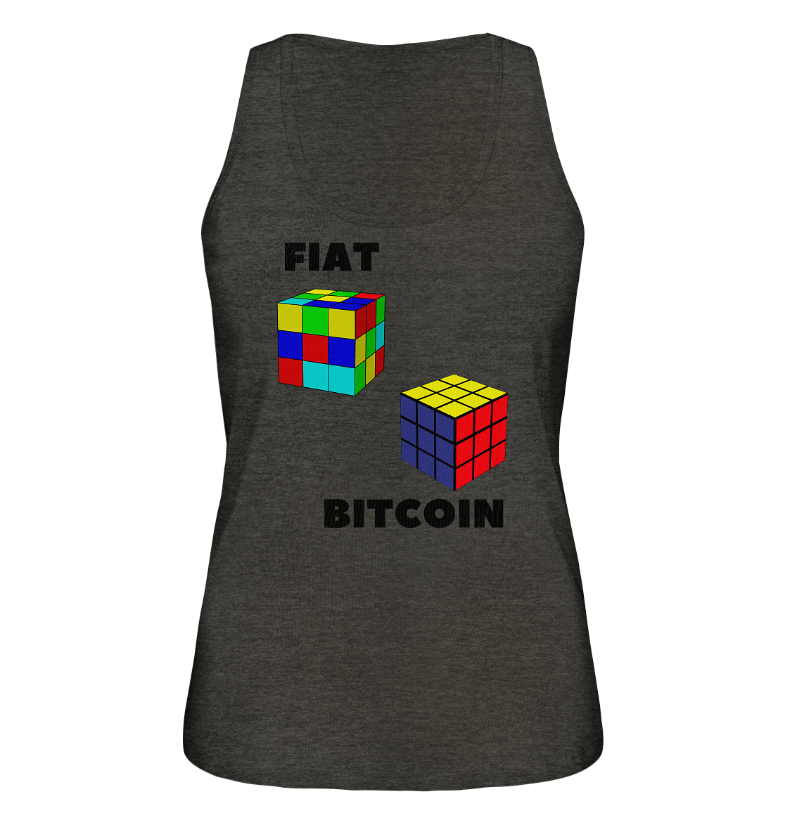 FIAT Cube & BITCOIN Cube - gerade Variante (Ladies Collection 21% Rabatt bis zum Halving 2024)    - Ladies Organic Tank-Top