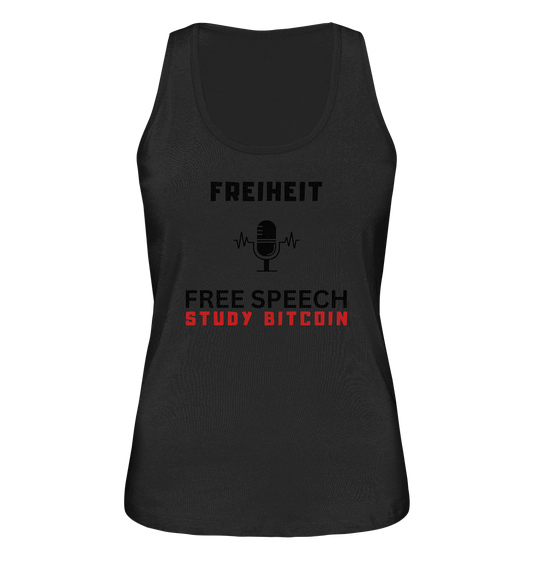FREIHEIT (Mikrofon) FREE SPEECH, STUDY BITCOIN - LADIES COLLECTION 21% automat. Rabatt bis zum Halving 2024   - Ladies Organic Tank-Top