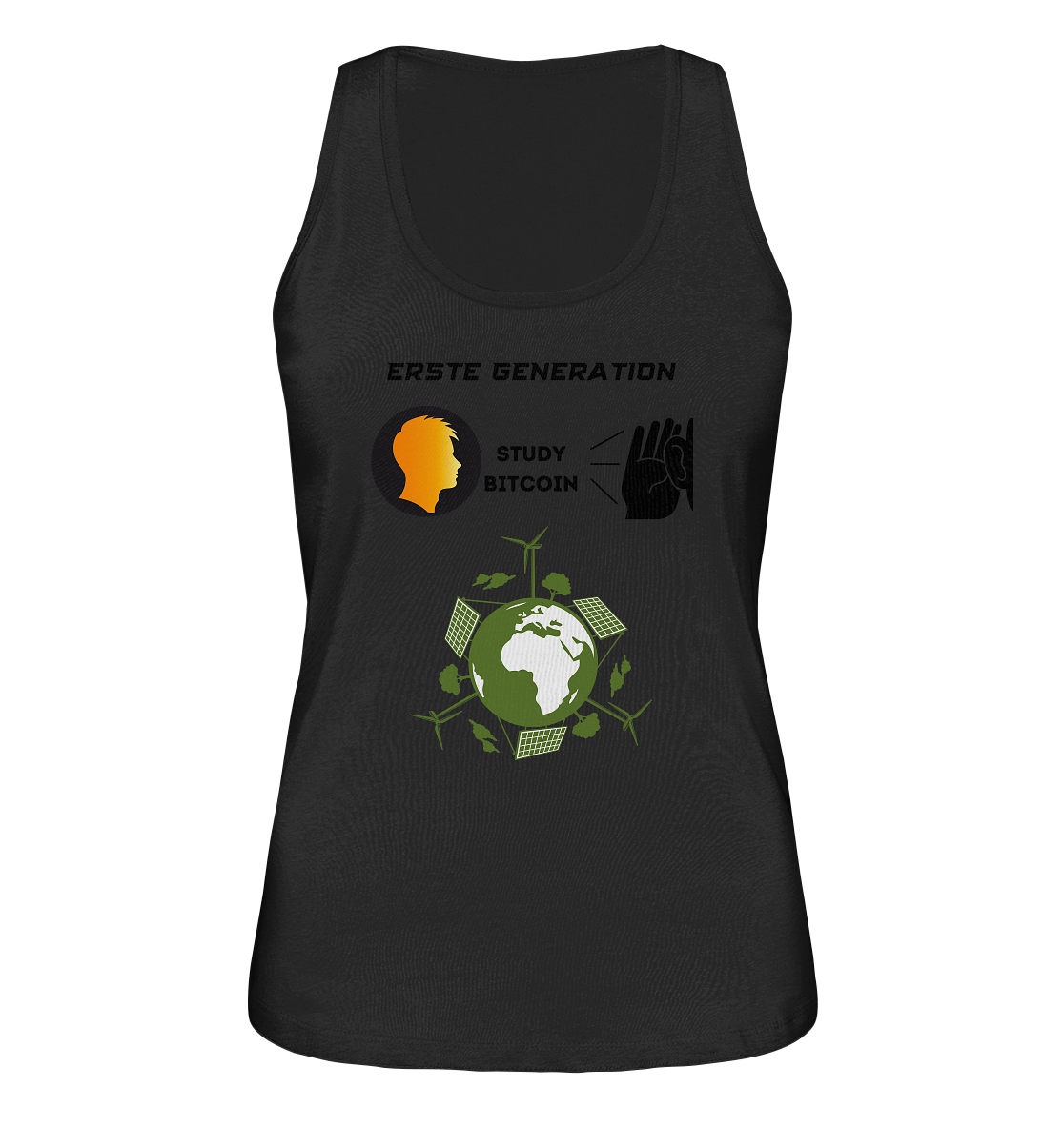 ERSTE (BITCOIN) GENERATION - STUDY BITCOIN (green world Grafik) - LADIES COLLECTION 21% automat. Rabatt bis zum Halving 2024  - Ladies Organic Tank-Top