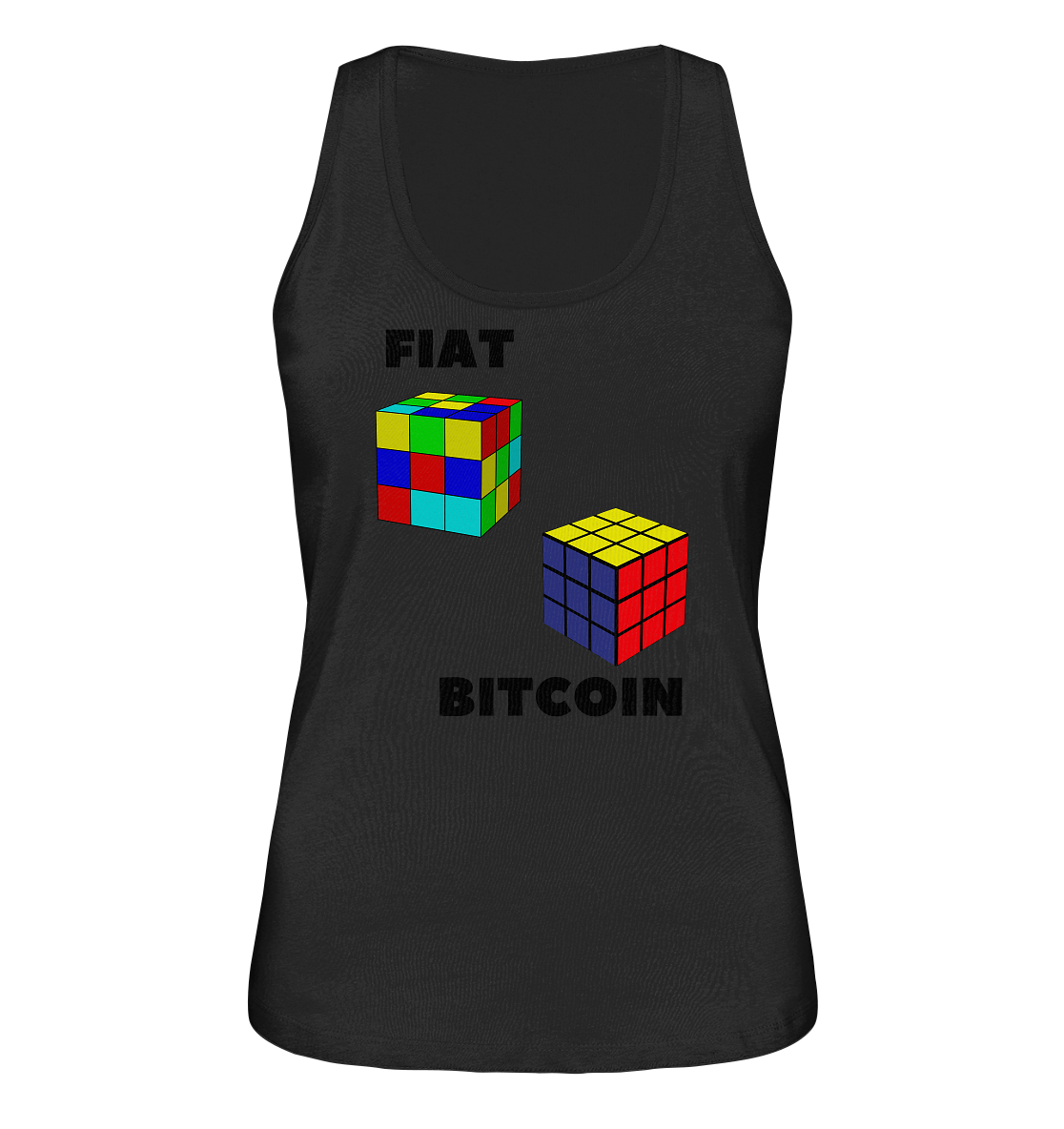FIAT Cube & BITCOIN Cube - gerade Variante (Ladies Collection 21% Rabatt bis zum Halving 2024)    - Ladies Organic Tank-Top