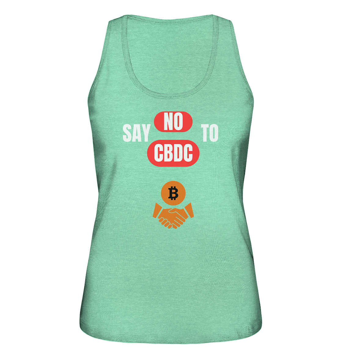 SAY NO TO CBDC - DEFIANCE handshake (Ladies Collection 21% Rabatt bis zum Halving 2024) - Ladies Organic Tank-Top