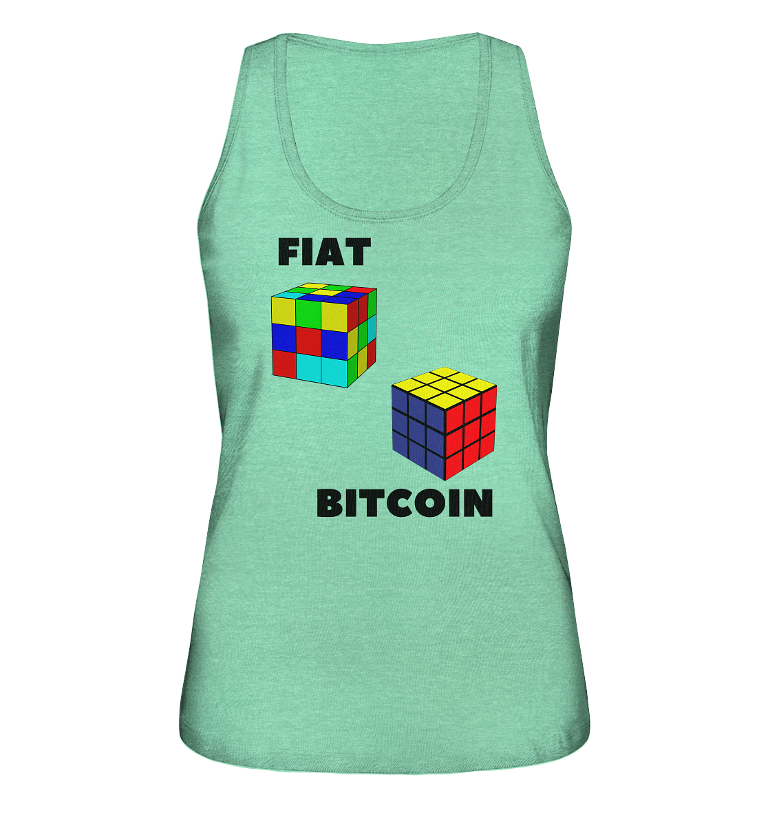 FIAT Cube & BITCOIN Cube - gerade Variante (Ladies Collection 21% Rabatt bis zum Halving 2024)    - Ladies Organic Tank-Top