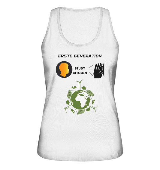 ERSTE (BITCOIN) GENERATION - STUDY BITCOIN (green world Grafik) - LADIES COLLECTION 21% automat. Rabatt bis zum Halving 2024  - Ladies Organic Tank-Top