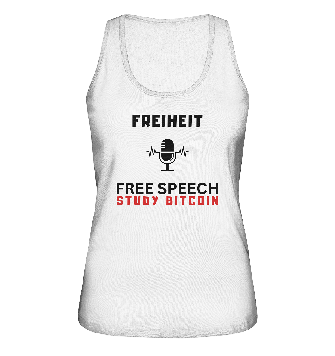 FREIHEIT (Mikrofon) FREE SPEECH, STUDY BITCOIN - LADIES COLLECTION 21% automat. Rabatt bis zum Halving 2024   - Ladies Organic Tank-Top