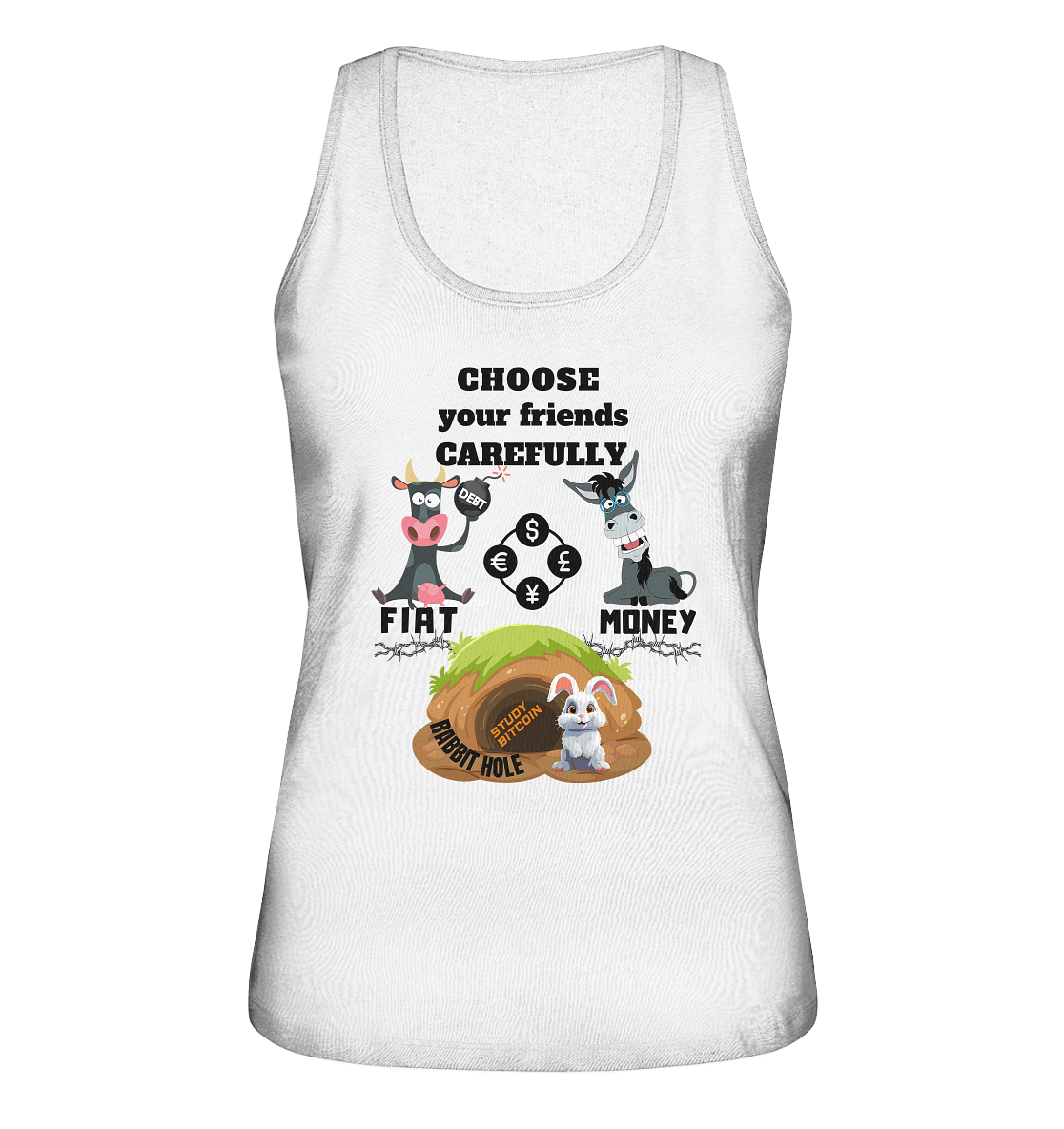 CHOOSE your friends CAREFULLY - FIAT Money / Rabbithole - LADIES Collection automat. Rabatt bis zum Halving 2024   - Ladies Organic Tank-Top
