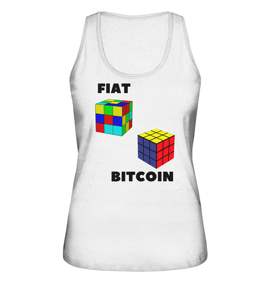 FIAT Cube & BITCOIN Cube - gerade Variante (Ladies Collection 21% Rabatt bis zum Halving 2024)    - Ladies Organic Tank-Top