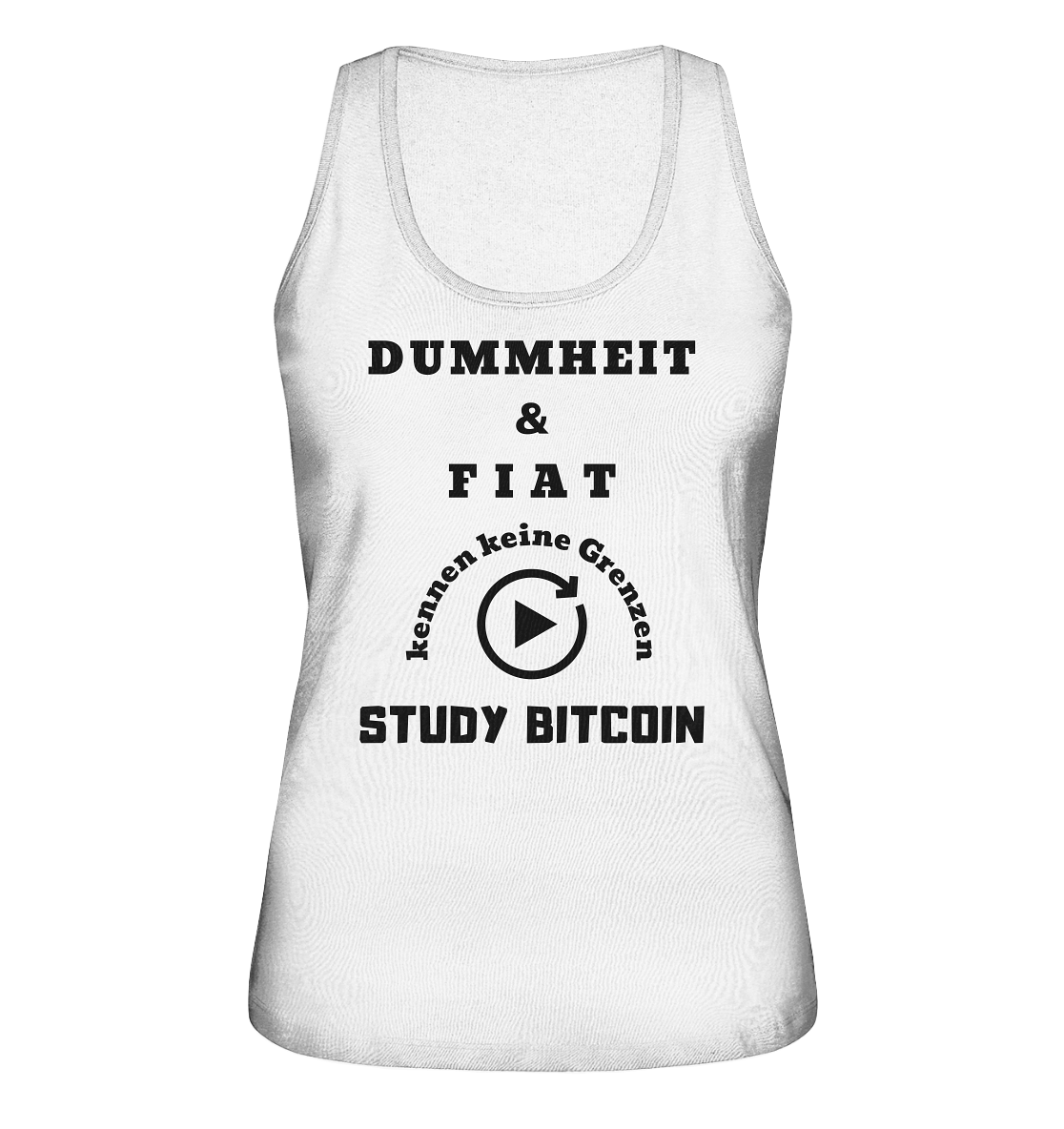 DUMMHEIT UND FIAT KENNEN KEINE GRENZEN - STUDY BITCOIN (ENDLOS-PLAYBUTTON) - Ladies Collection 21% Rabatt bis zum Halving 2024 - Ladies Organic Tank-Top