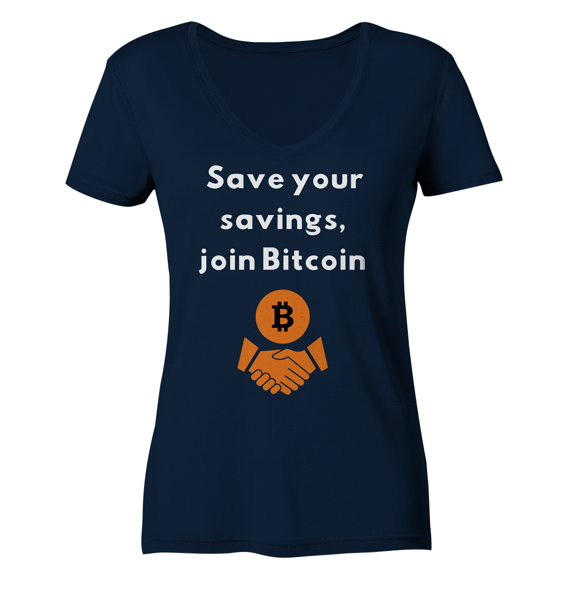 Save your savings join Bitcoin (Ladies Collection 21% Rabatt bis zum Halving 2024) - Ladies Organic V-Neck Shirt