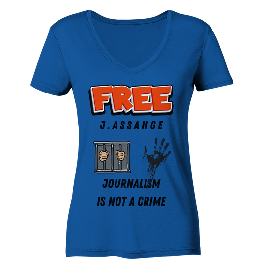 FREE J. ASSANGE - JOURNALISM IS NOT CRIME (2 Grafiken) - Ladies Collection 21% Rabatt bis zum Halving 2024) - Ladies Organic V-Neck Shirt