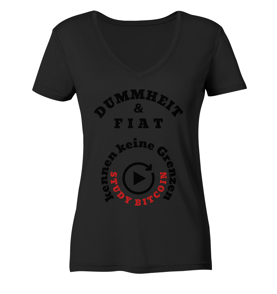 DUMMHEIT & FIAT kennen keine Grenzen - STUDY BITCOIN (rund in rund) # ENDLOS-PLAYBUTTON - Ladies Collection 21% Rabatt bis zum Halving 2024  - Ladies Organic V-Neck Shirt