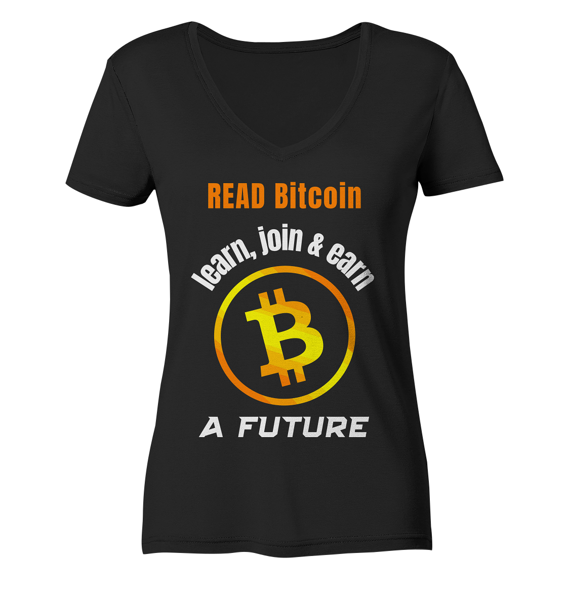 READ BITCOIN learn, join & earn A FUTURE - Var. Ladies collection  - Ladies Organic V-Neck Shirt