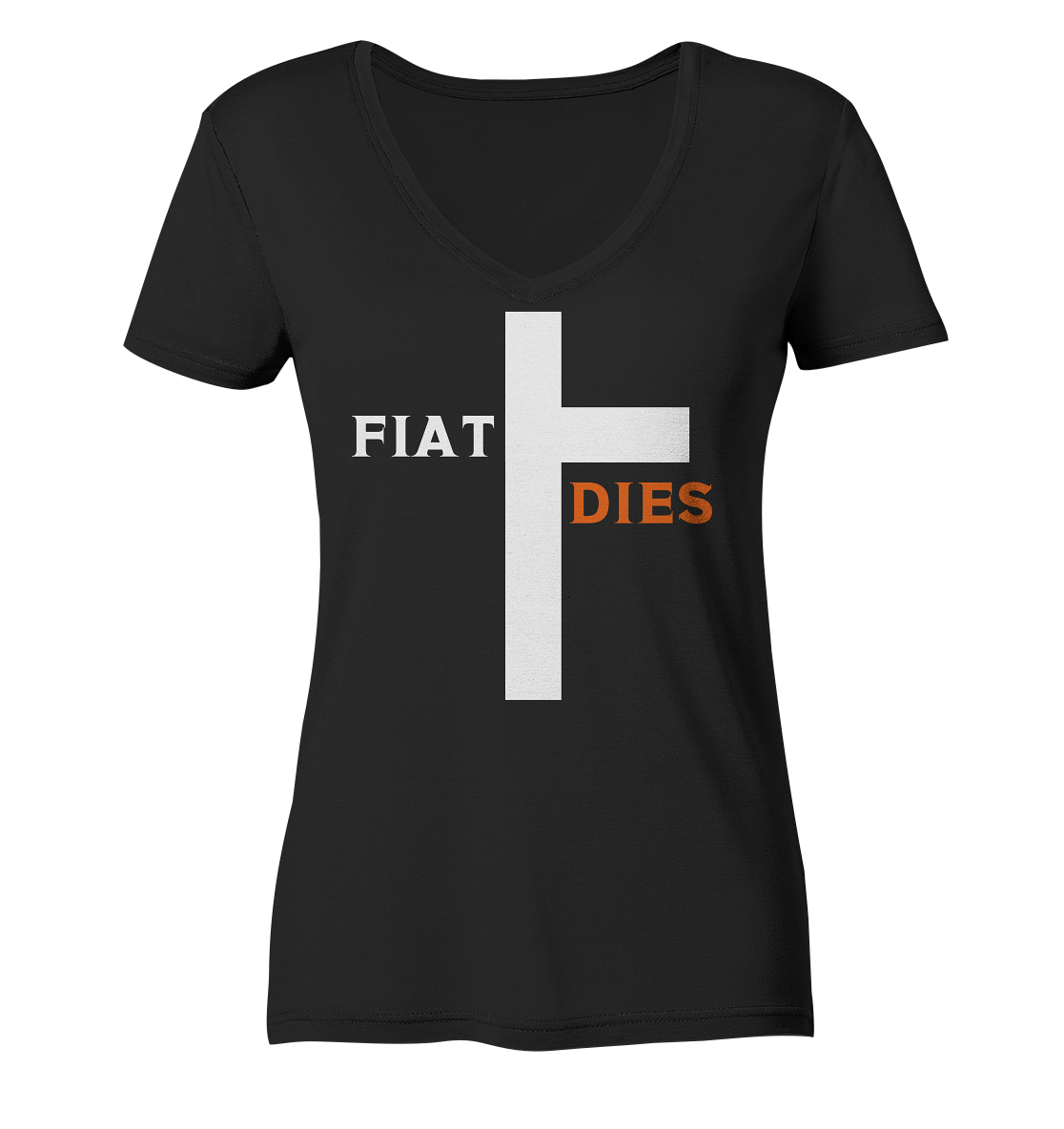 FIAT DIES (weiss / orange) - Ladies Collection - Ladies Organic V-Neck Shirt
