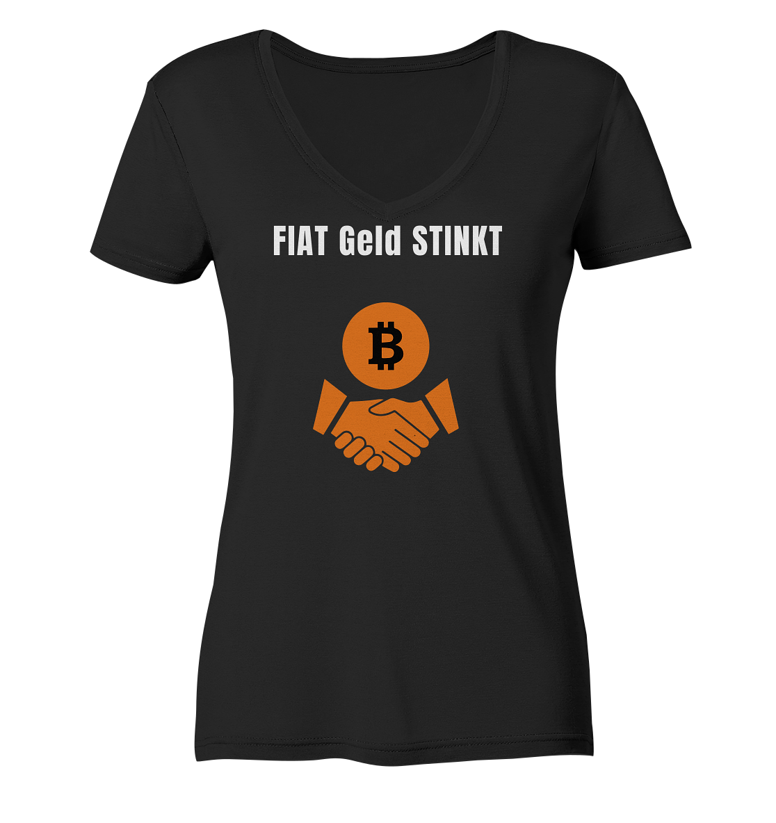 FIAT Geld STINKT (Ladies Collection 21% Rabatt bis zum Halving 2024) - Ladies Organic V-Neck Shirt