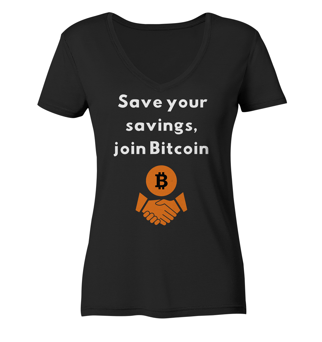 Save your savings join Bitcoin (Ladies Collection 21% Rabatt bis zum Halving 2024) - Ladies Organic V-Neck Shirt