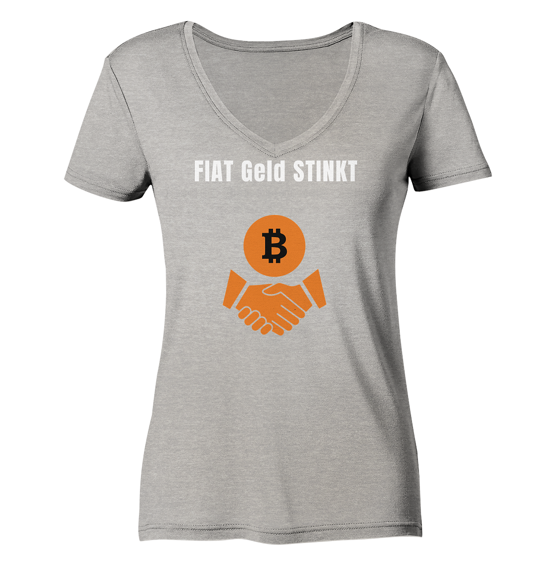 FIAT Geld STINKT (Ladies Collection 21% Rabatt bis zum Halving 2024) - Ladies Organic V-Neck Shirt