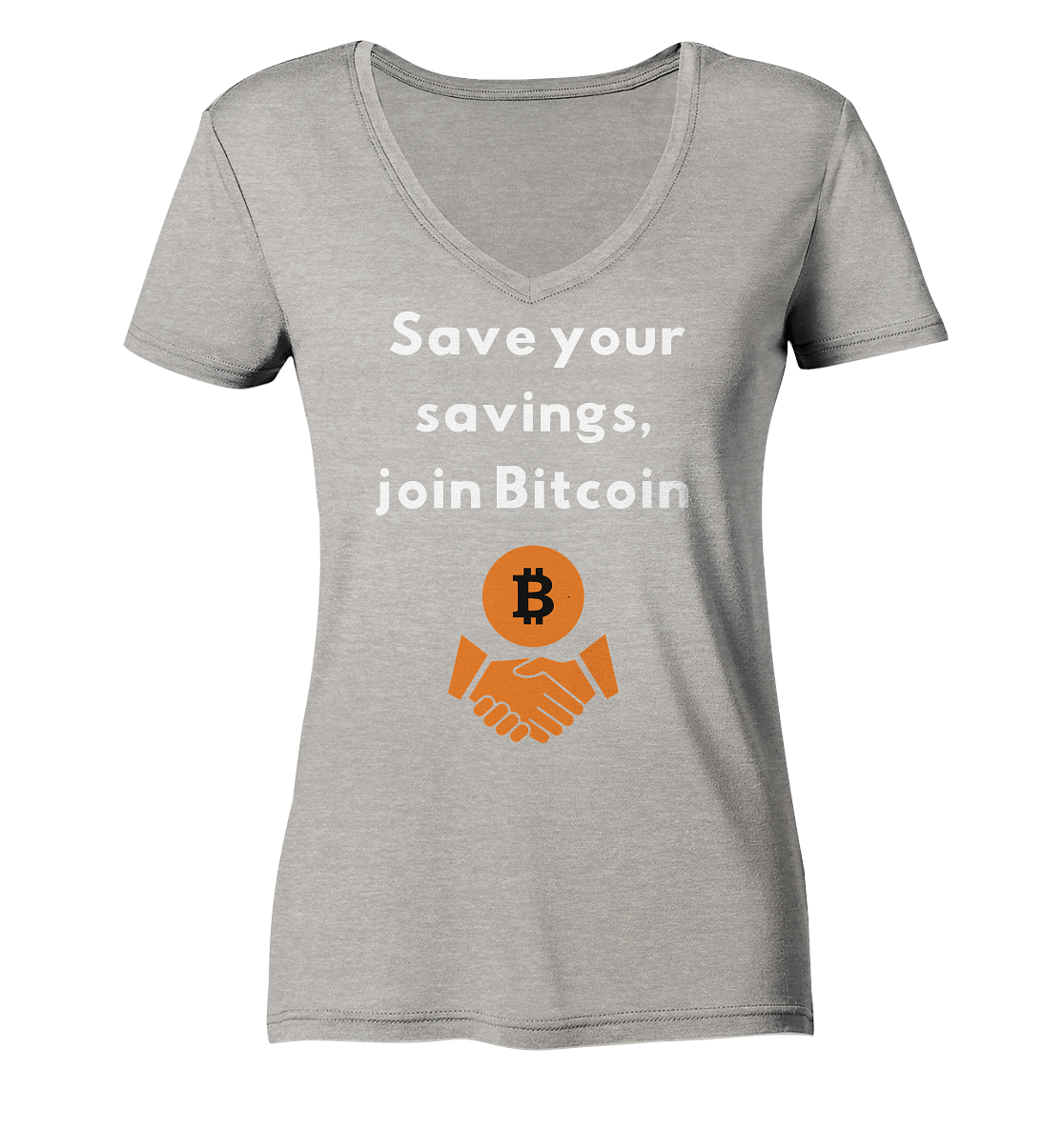 Save your savings join Bitcoin (Ladies Collection 21% Rabatt bis zum Halving 2024) - Ladies Organic V-Neck Shirt
