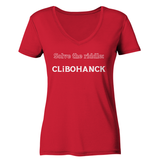 SOLVE THE RIDDLE - CLiBOHANCK  (Ladies)  - Ladies Organic V-Neck Shirt