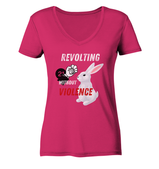 REVOLTING WITHOUT VIOLENCE - LADIES COLLECTION 21% automat. Rabatt bis zum Halving 2024  - Ladies Organic V-Neck Shirt