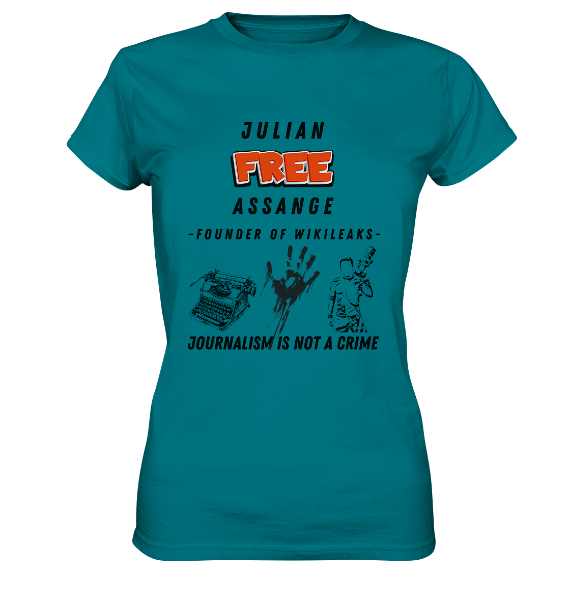 FREE JULIAN ASSANGE - FOUNDER OF WIKILEAKS - JOURNALISM IS NOT A CRIME (3 Grafiken) - Ladies Collection 21% Rabatt bis zum Halving 2024) - Ladies Premium Shirt