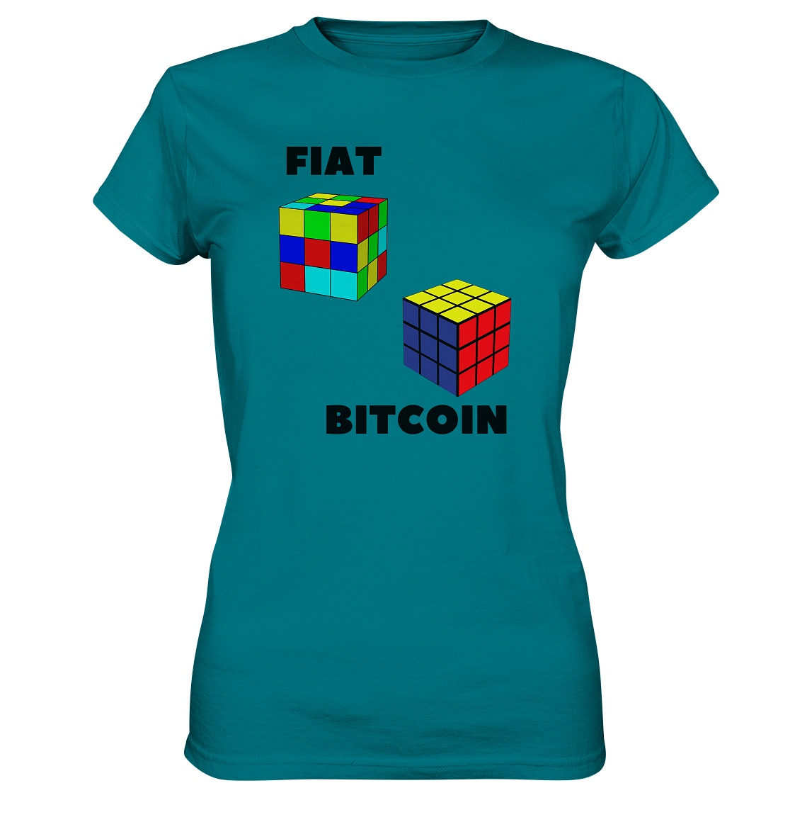 FIAT Cube & BITCOIN Cube - gerade Variante (Ladies Collection 21% Rabatt bis zum Halving 2024)    - Ladies Premium Shirt