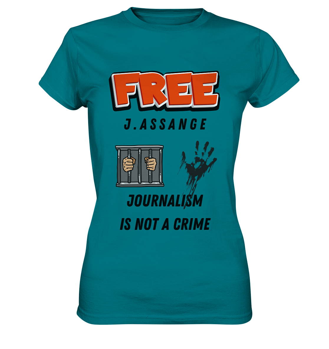 FREE J. ASSANGE - JOURNALISM IS NOT CRIME (2 Grafiken) - Ladies Collection 21% Rabatt bis zum Halving 2024) - Ladies Premium Shirt