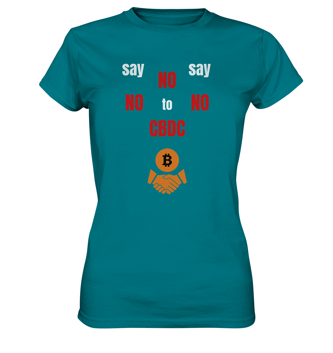 SAY NO NO NO to CBDC - (Ladies Collection 21% Rabatt bis zum Halving 2024) - Ladies Premium Shirt