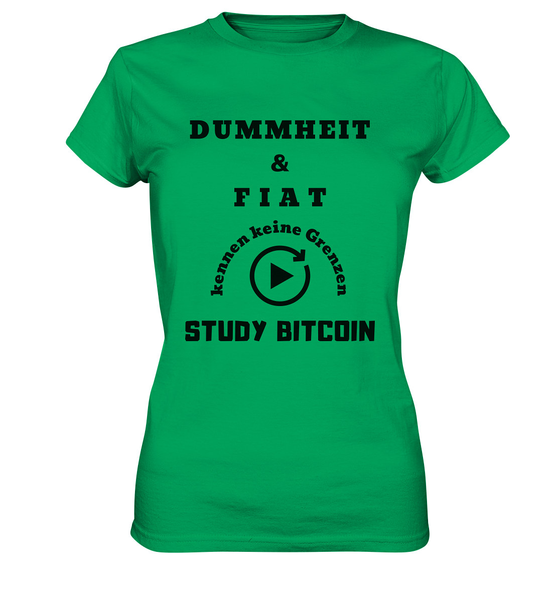 DUMMHEIT UND FIAT KENNEN KEINE GRENZEN - STUDY BITCOIN (ENDLOS-PLAYBUTTON) - Ladies Collection 21% Rabatt bis zum Halving 2024 - Ladies Premium Shirt