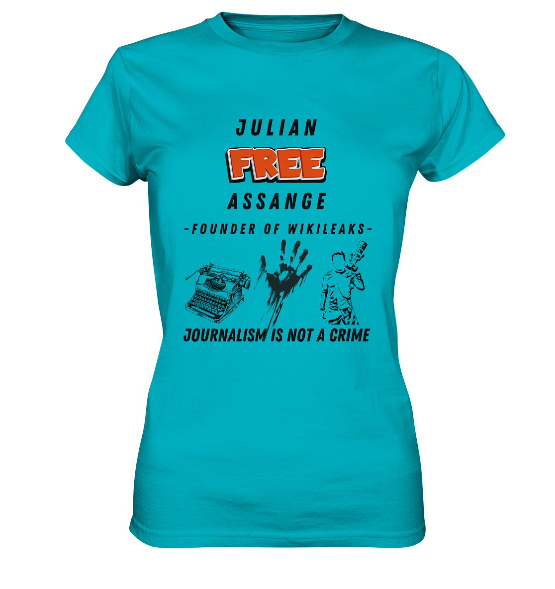 FREE JULIAN ASSANGE - FOUNDER OF WIKILEAKS - JOURNALISM IS NOT A CRIME (3 Grafiken) - Ladies Collection 21% Rabatt bis zum Halving 2024) - Ladies Premium Shirt