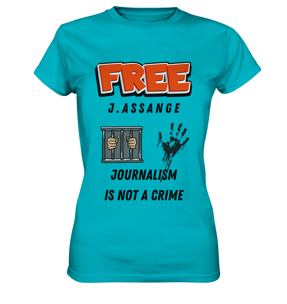 FREE J. ASSANGE - JOURNALISM IS NOT CRIME (2 Grafiken) - Ladies Collection 21% Rabatt bis zum Halving 2024) - Ladies Premium Shirt