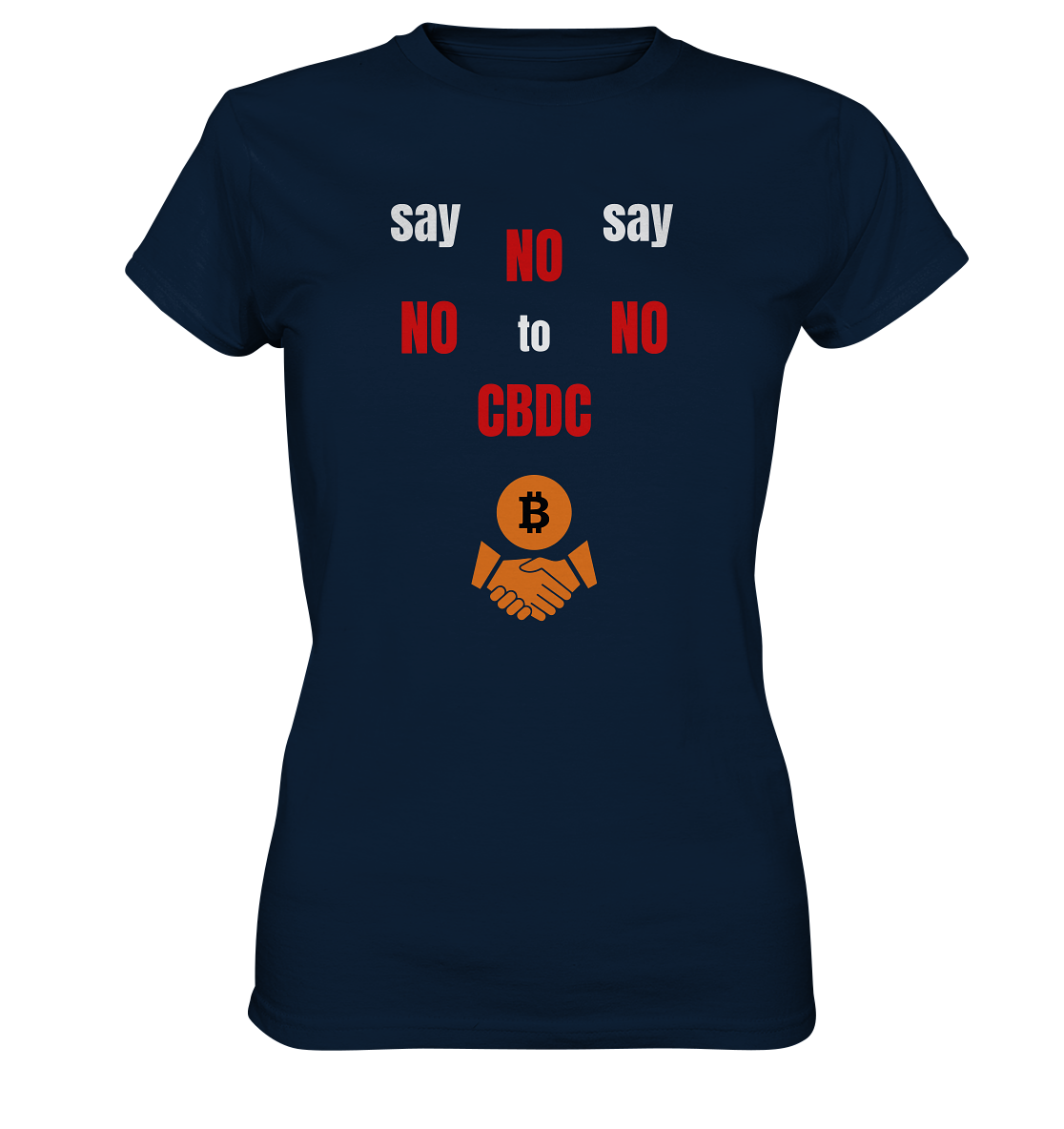 SAY NO NO NO to CBDC - (Ladies Collection 21% Rabatt bis zum Halving 2024) - Ladies Premium Shirt