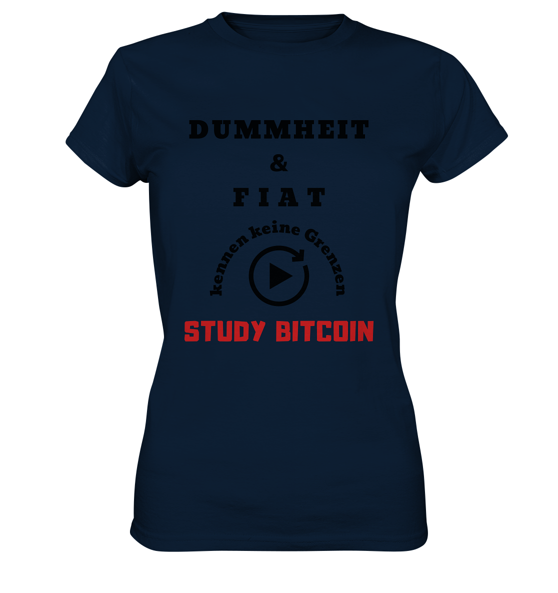 DUMMHEIT UND FIAT KENNEN KEINE GRENZEN - STUDY BITCOIN (ROT) # ENDLOS-PLAYBUTTON - Ladies Collection 21% Rabatt bis zum Halving 2024 - Ladies Premium Shirt