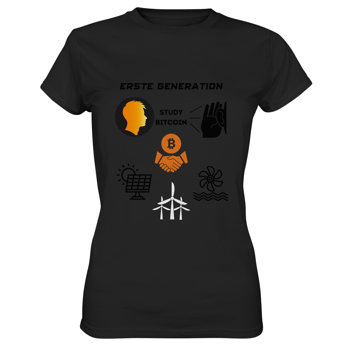 ERSTE (BITCOIN) GENERATION - STUDY BITCOIN (3 grüne Energie Grafiken) - LADIES COLLECTION 21% automat. Rabatt bis zum Halving 2024   - Ladies Premium Shirt