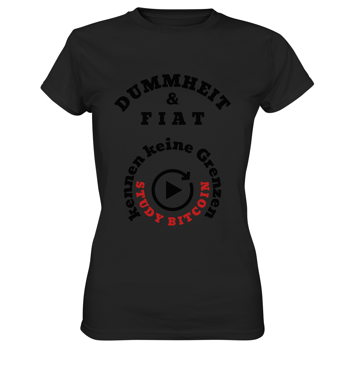 DUMMHEIT & FIAT kennen keine Grenzen - STUDY BITCOIN (rund in rund) # ENDLOS-PLAYBUTTON - Ladies Collection 21% Rabatt bis zum Halving 2024  - Ladies Premium Shirt