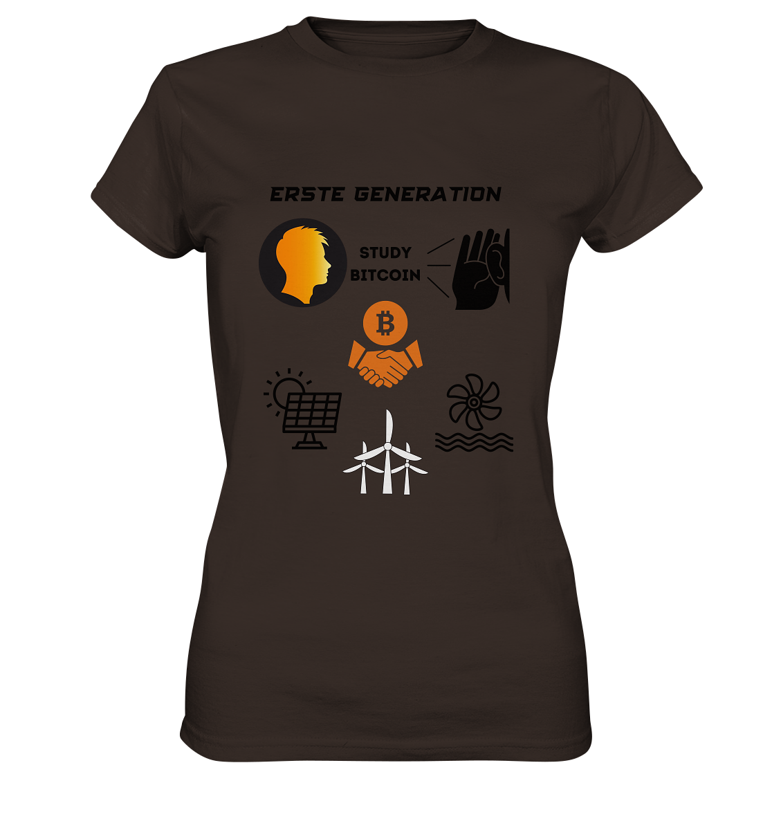 ERSTE (BITCOIN) GENERATION - STUDY BITCOIN (3 grüne Energie Grafiken) - LADIES COLLECTION 21% automat. Rabatt bis zum Halving 2024   - Ladies Premium Shirt