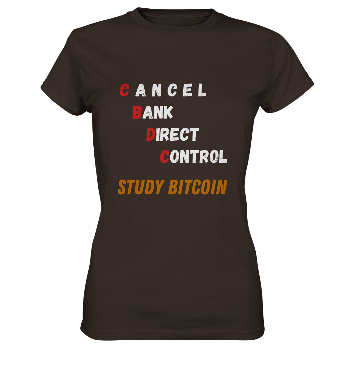 CBDC - CANCEL BANC DIRECT CONTROL - STUDY BITCOIN - LADIES COLLECTION 21% automat. Rabatt bis zum Halving 2024   - Ladies Premium Shirt