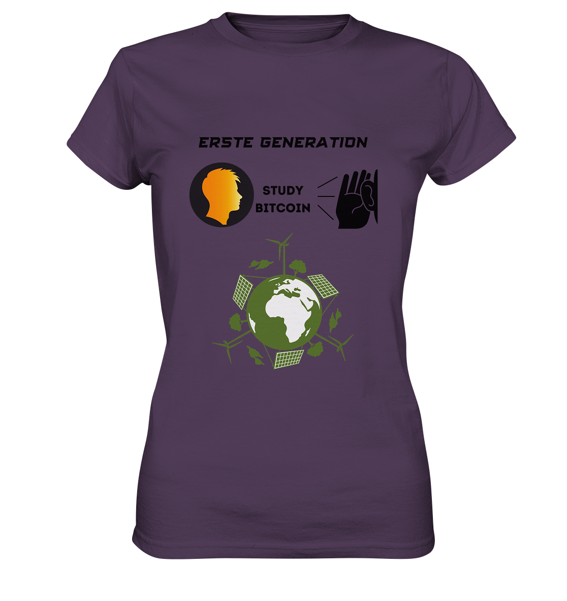 ERSTE (BITCOIN) GENERATION - STUDY BITCOIN (green world Grafik) - LADIES COLLECTION 21% automat. Rabatt bis zum Halving 2024  - Ladies Premium Shirt