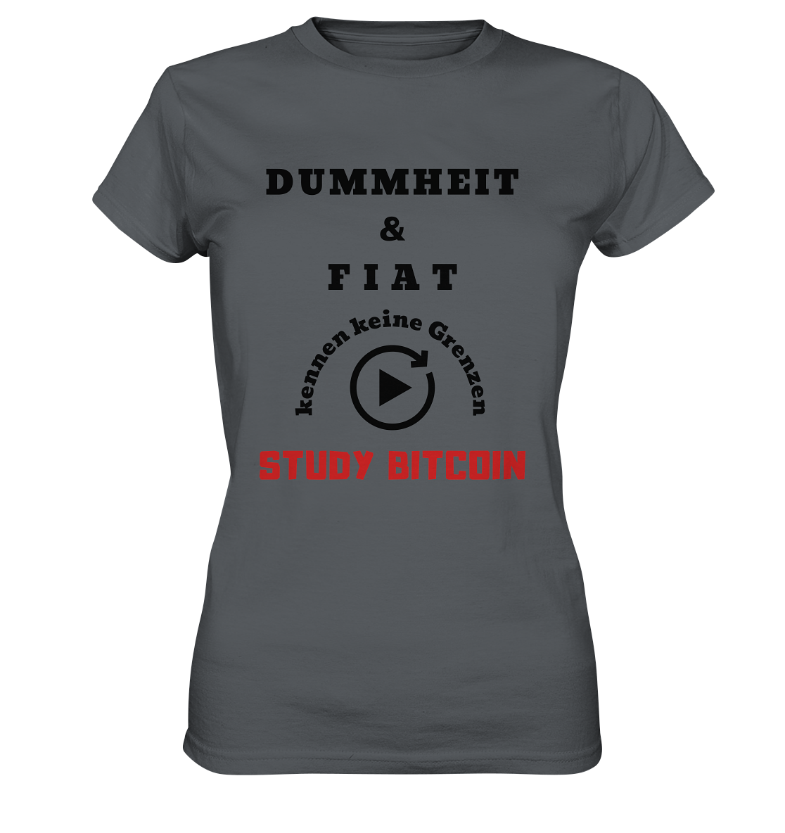 DUMMHEIT UND FIAT KENNEN KEINE GRENZEN - STUDY BITCOIN (ROT) # ENDLOS-PLAYBUTTON - Ladies Collection 21% Rabatt bis zum Halving 2024 - Ladies Premium Shirt