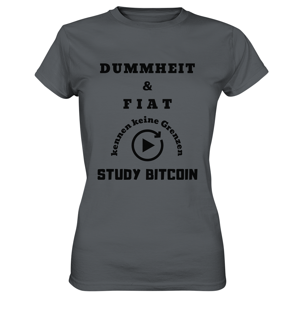 DUMMHEIT UND FIAT KENNEN KEINE GRENZEN - STUDY BITCOIN (ENDLOS-PLAYBUTTON) - Ladies Collection 21% Rabatt bis zum Halving 2024 - Ladies Premium Shirt