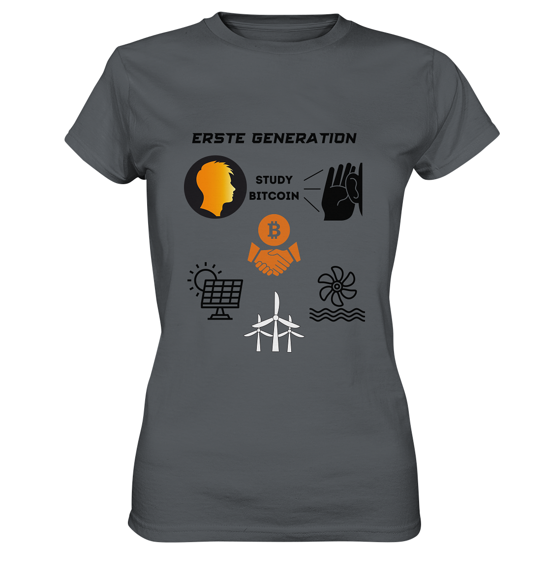 ERSTE (BITCOIN) GENERATION - STUDY BITCOIN (3 grüne Energie Grafiken) - LADIES COLLECTION 21% automat. Rabatt bis zum Halving 2024   - Ladies Premium Shirt