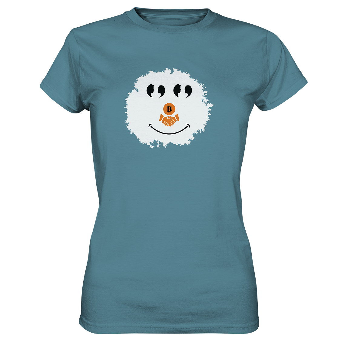 Smiley Augen Gespräch Bitcoin handshake - (Ladies Collection 21% Rabatt bis zum Halving 2024) - Ladies Premium Shirt