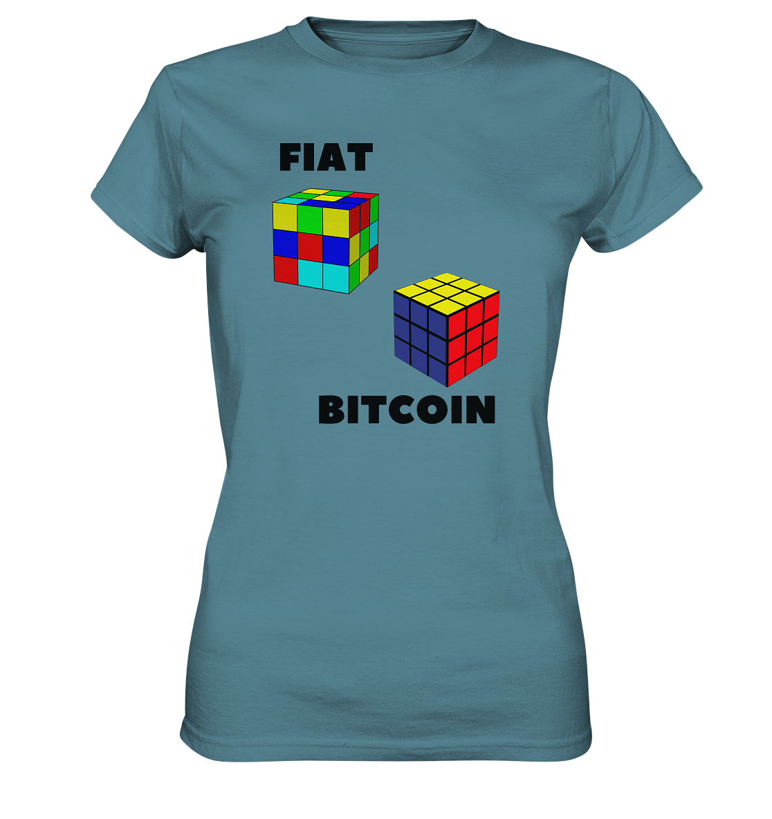 FIAT Cube & BITCOIN Cube - gerade Variante (Ladies Collection 21% Rabatt bis zum Halving 2024)    - Ladies Premium Shirt