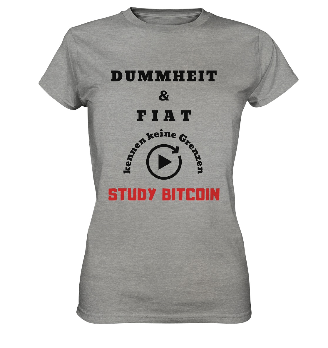 DUMMHEIT UND FIAT KENNEN KEINE GRENZEN - STUDY BITCOIN (ROT) # ENDLOS-PLAYBUTTON - Ladies Collection 21% Rabatt bis zum Halving 2024 - Ladies Premium Shirt