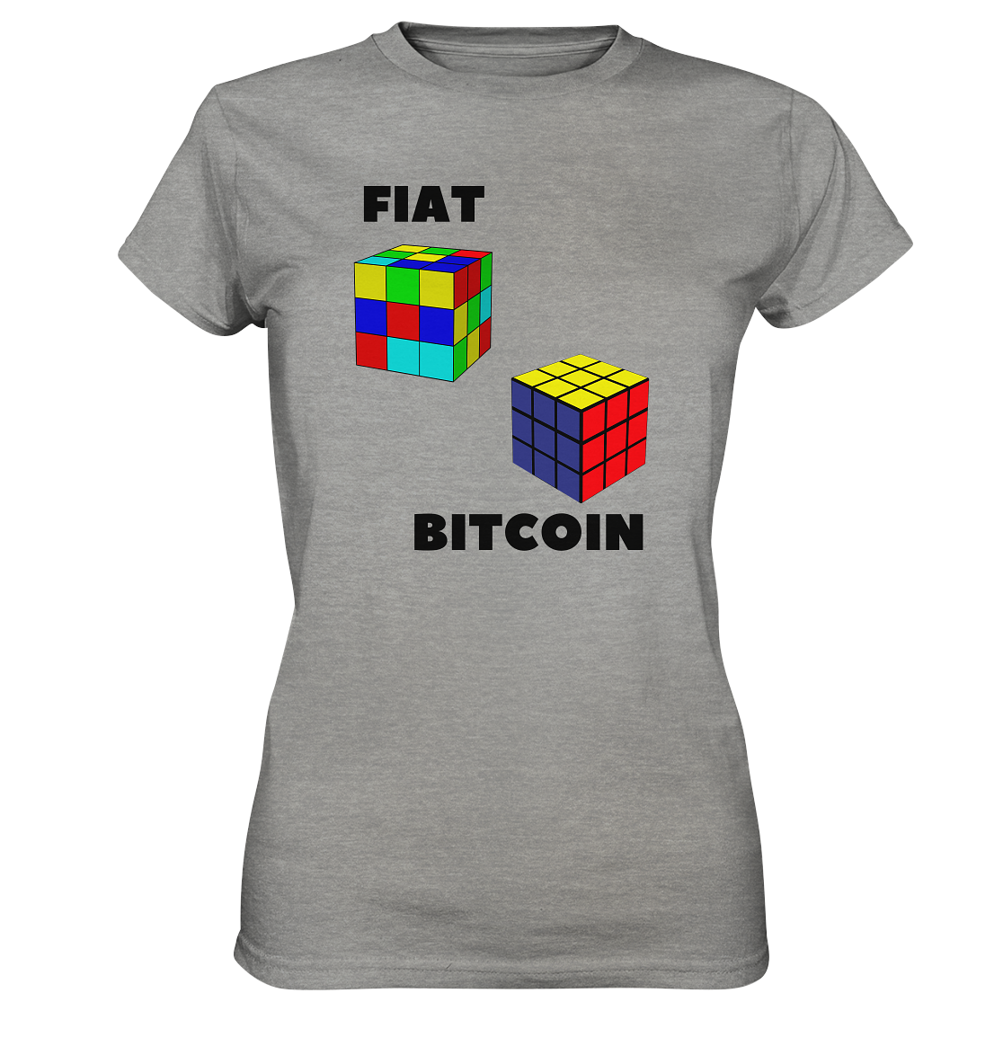 FIAT Cube & BITCOIN Cube - gerade Variante (Ladies Collection 21% Rabatt bis zum Halving 2024)    - Ladies Premium Shirt