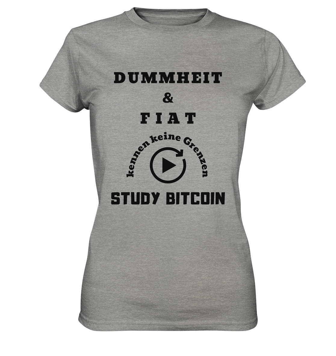 DUMMHEIT UND FIAT KENNEN KEINE GRENZEN - STUDY BITCOIN (ENDLOS-PLAYBUTTON) - Ladies Collection 21% Rabatt bis zum Halving 2024 - Ladies Premium Shirt