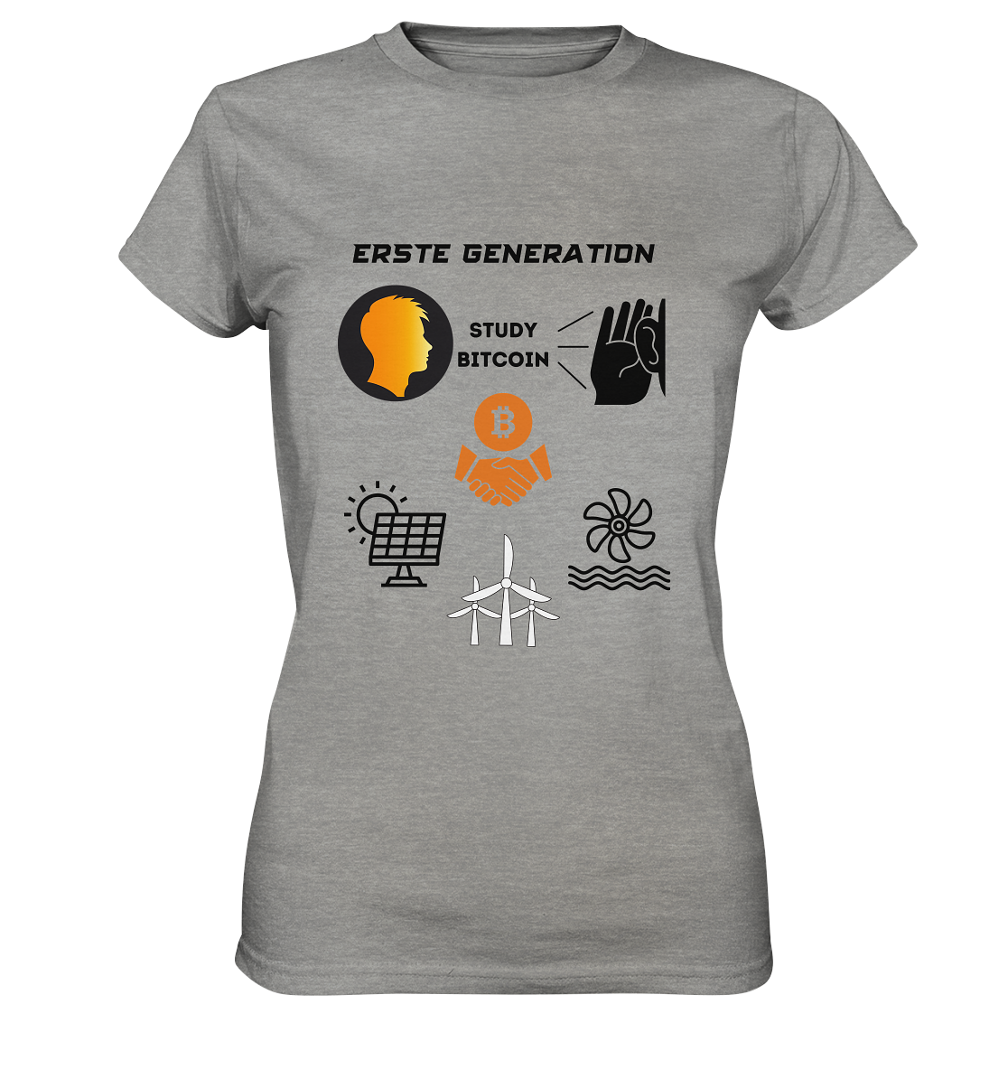 ERSTE (BITCOIN) GENERATION - STUDY BITCOIN (3 grüne Energie Grafiken) - LADIES COLLECTION 21% automat. Rabatt bis zum Halving 2024   - Ladies Premium Shirt