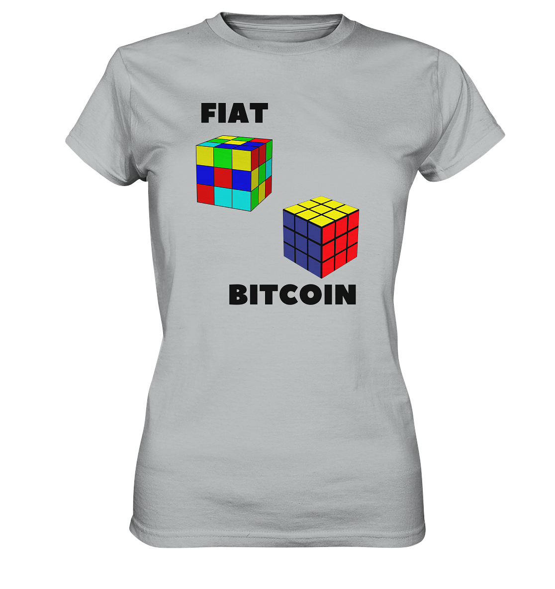 FIAT Cube & BITCOIN Cube - gerade Variante (Ladies Collection 21% Rabatt bis zum Halving 2024)    - Ladies Premium Shirt