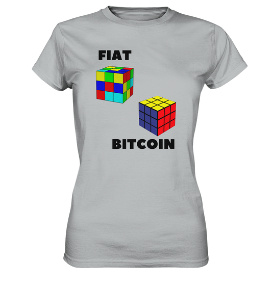 FIAT Cube & BITCOIN Cube - gerade Variante (Ladies Collection 21% Rabatt bis zum Halving 2024)    - Ladies Premium Shirt