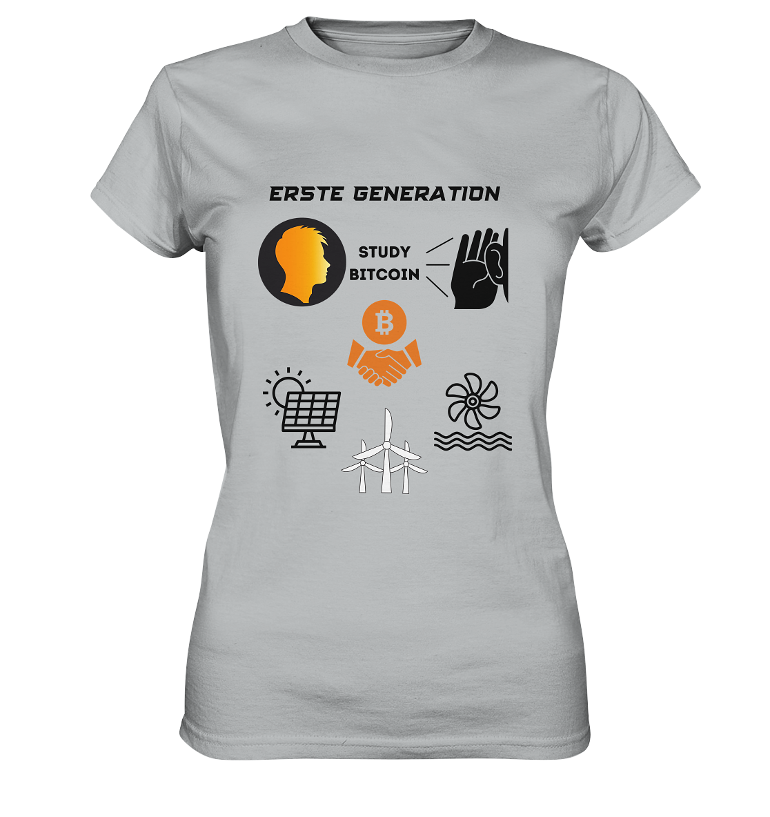 ERSTE (BITCOIN) GENERATION - STUDY BITCOIN (3 grüne Energie Grafiken) - LADIES COLLECTION 21% automat. Rabatt bis zum Halving 2024   - Ladies Premium Shirt